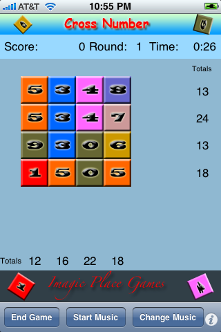 screen shot of crossnumber game