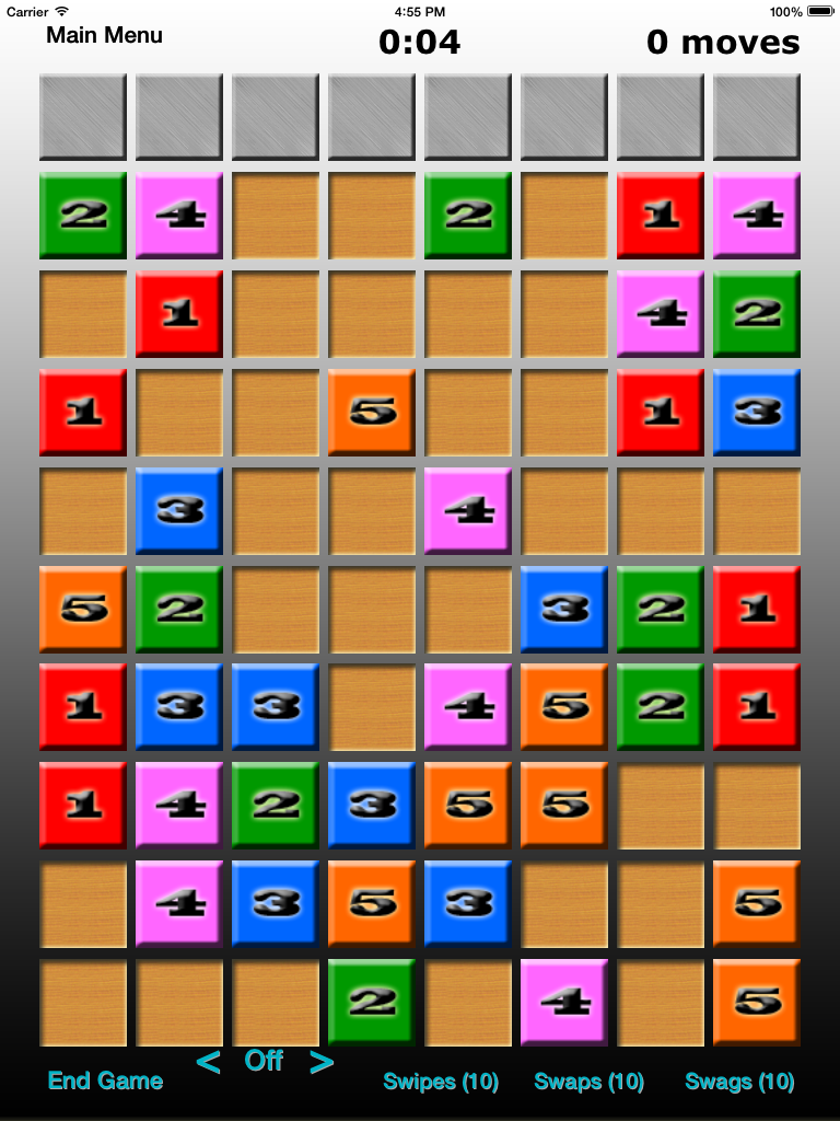 screen shot of crossnumber game